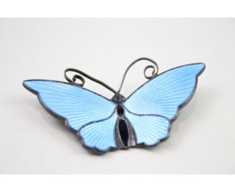 Silver enamel butterfly brooch by David Anderson (11g)