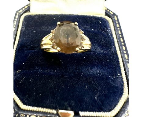 9ct gold smoky quartz ring weight 2.9g