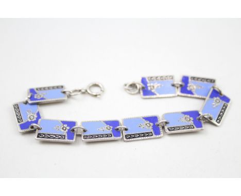 Silver enamel panel bracelet (18g)