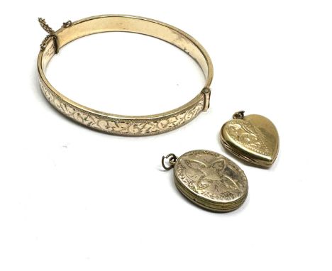 vintage 9ct gold filled bangle &amp; 2 bk &amp; front lockets