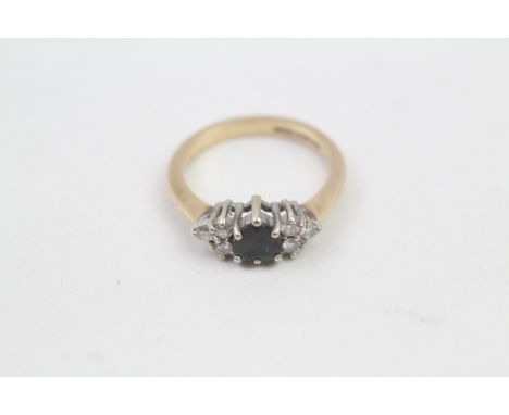 9ct gold sapphire &amp; diamond ring (2.5g) ring size K