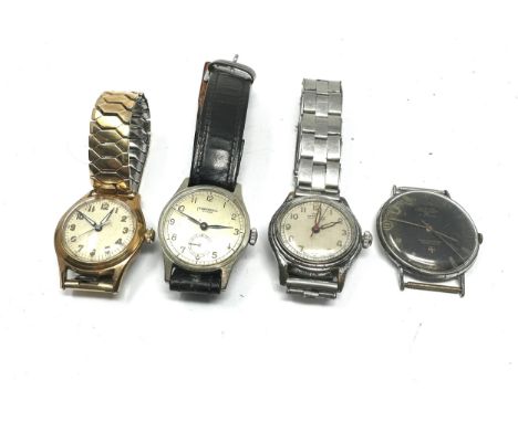 selection of vintage gents wrist watches inc ingersoll simba , oris &amp; waltham etc all are ticking 