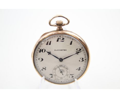 ELKINGTON Gents Vintage Rolled Gold Open Face Pocket Watch Hand-wind Working 