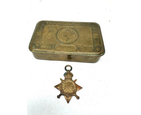 ww1 princess mary tin &amp; 1914-15 star to 3043 pte.g.bates worc .r