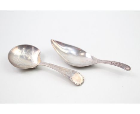 2 x .925 sterling georgian caddy spoons inc thomas wallis