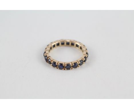 9ct gold sapphire full eternity ring (2.2g) ring size h/i