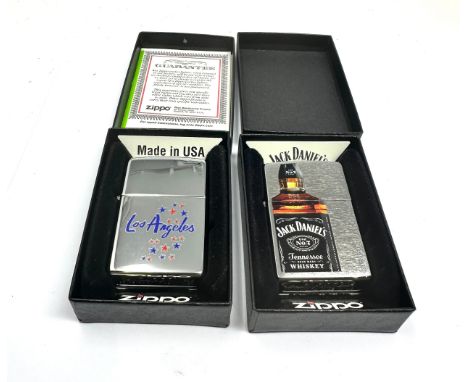 2 Boxed zippo lighter jack daniels &amp; los angeles both original boxed as new condition