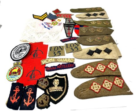 Large collection of ww2 cloth patch badges shoulder  titles etc