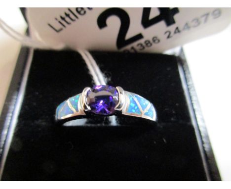 Silver &amp; amethyst set ring