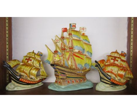 3 ceramic Galleons