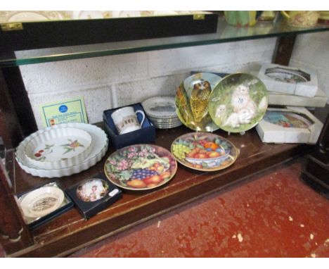 Shelf of china to include Royal Worcester & commemorative plates