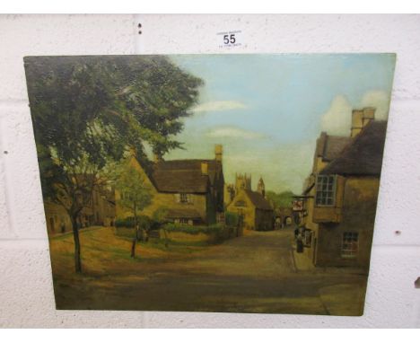 Oil on board - Chipping Campden by W K Hudson