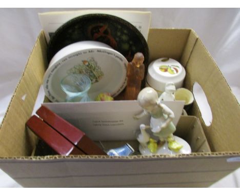 Box of collectables to include Royal Worcester, Royal Doulton & Delft