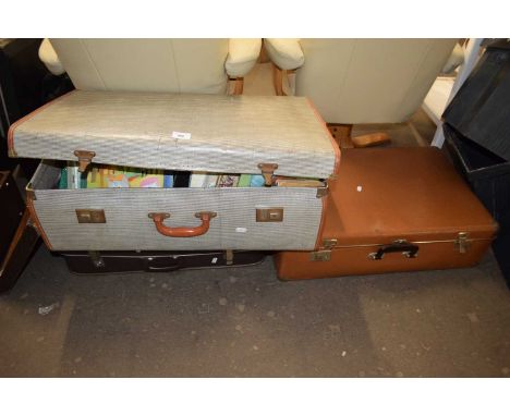 Three various vintage suitcases and assorted contents