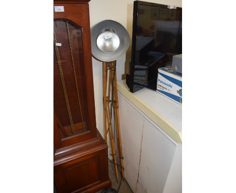 Tripod standard lamp with aluminium shade