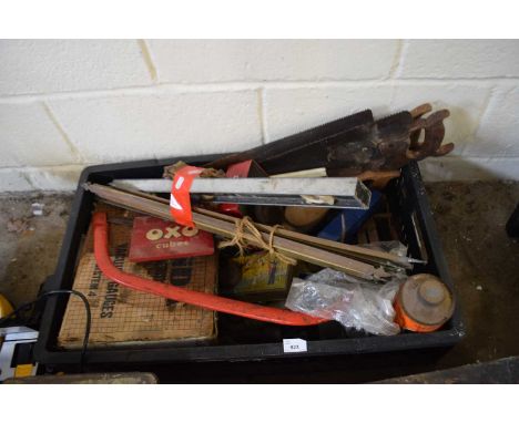 Box  of various tools and garage clearance items
