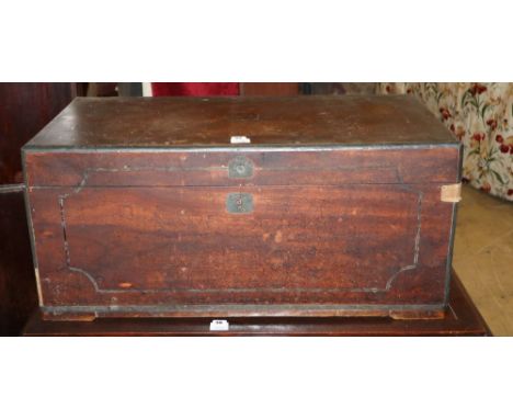A 19th century brass mounted camphorwood trunk, W.91cm, D.45cm, H.41cm