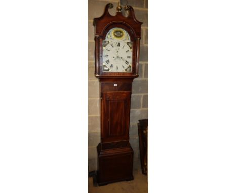 A George III mahogany eight day longcase clock, the painted dial marked H. Harris, H.204cm