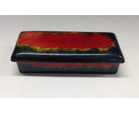 A Bernard Moore flambe rectangular trinket box and cover, 12.5cm wide, printed mark
