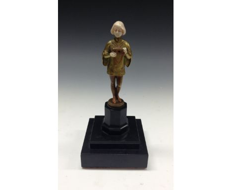 Johann Philipp Ferdinand Preiss (1883 - 1943), a gilt and cold painted chryselephantine bronze, The Casket Bearer, signed in 