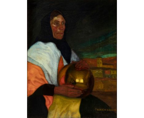 VALENTIN DE ZUBIAURRE AGUIRREZÁBAL (Madrid, 1879-1963)."Segoviana con bola dorada", ca.1915-1920.Oil on canvas.Signed in the 