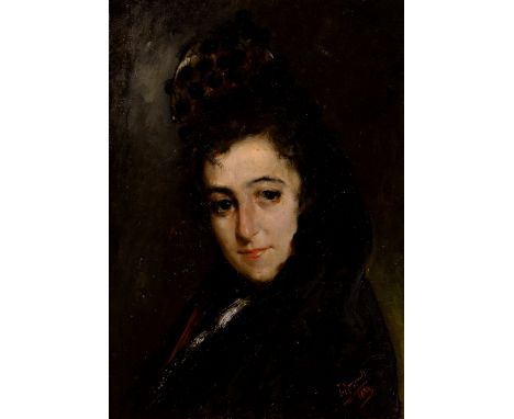 JOSÉ MONGRELL TORRENT, (Valencia, 1870 - Barcelona, 1937)."Portrait of a Lady, 1894.Oil on canvas.Signed and dated in the low
