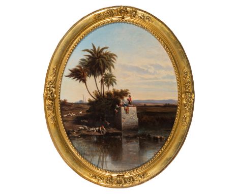 French school of the first half of the 19th century."Orientalist scene".Oil on canvas. Relined.Signed "A. Garneray" in the lo