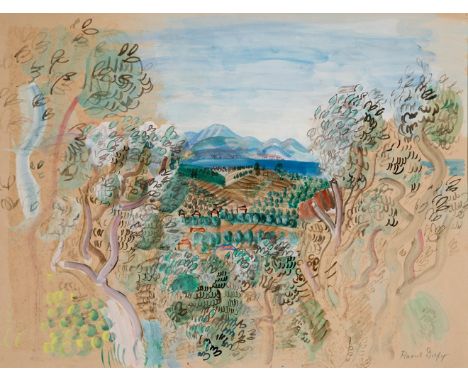 RAOUL DUFY (Le Havre, 1877 - near Forcalquier, 1953)."Landscape of Sicily", 1922.Watercolour and gouache on paper.Work reprod