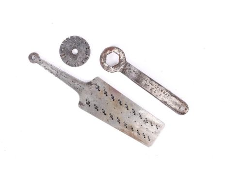 A cranked spanner for an 1889 12 pounder breech loading gun, marked "Wrench Bolt Vent 12 Pr B.L. 1" and on the orther side "R