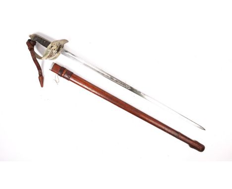 A George V 1897 Pattern Infantry officer's sword, by Hawksworth, Sheffield, with etched blade and leather knot and strap, in 