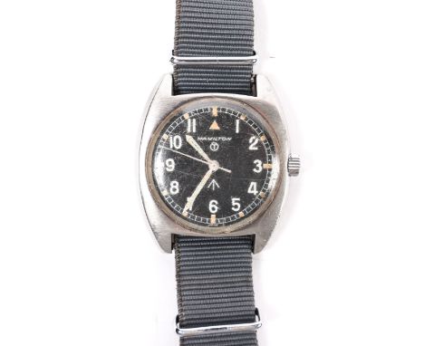 A NATO RAF issue Hamilton wristwatch, the back dated "/75". GWO &amp; C £50-60