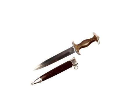 A Third Reich SA man's dagger, with nickel plated mounts, blade marked "RZM M7/85", in its scabbard. GC £200-250