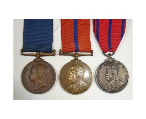 Three: Jubilee (Police) medal 1897, Metropolitan Police issue, (P.C. H Jefferies R/Divn); Coronation (Police) Medal 1902,  br
