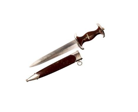 A Third Reich SA man's dagger, plated mounts, blade marked "RZM 7/40/37", in its scabbard. GC £200-250