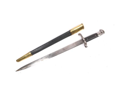 A P1887 Mk 3 Martini Henry sword bayonet with flat 18½" blade by Wilkinson Sword Company London, stamped with crowned VR and 