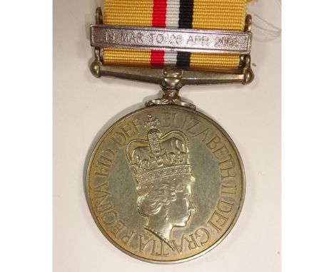Iraq medal 2004, with clasp 19 Mar to 28 Apr 2003, (25078609 L Cpl K P Mealand RLC) NEF, with the original box of issue (crow