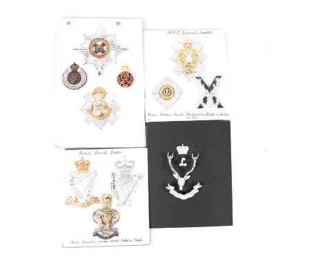 Three officers' glengarry badges: Highland Brigade, Royal Scots, and QC Black Watch; officer's 4 piece glengarry badge of the