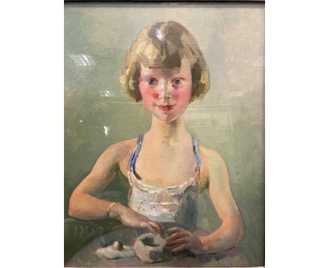 Robert Lyon (British 1895 - 1978) Portrait of a young girl oil on canvas58 x 48cm