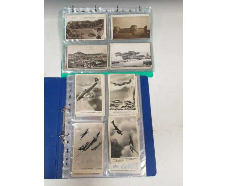 82 postcards in 2 folders comprising a collection of 67 postcards depicting First and Second World War military aircraft from