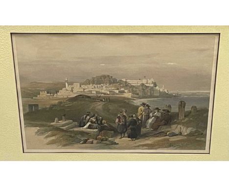 After David Roberts, Ancient Joppa, coloured lithograph publ. by Moon, 1843 [or later], 34 x 49cm (image), modern gilt frameC