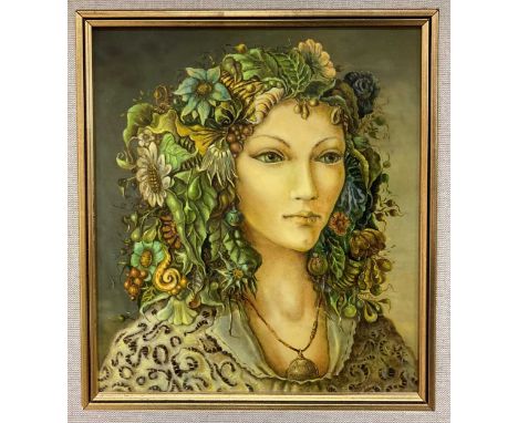 Mandy Sand (Israeli 1932 - 2004)Head and shoulders portrait of a young womanoilsCondition report: Generally, the paint layer 