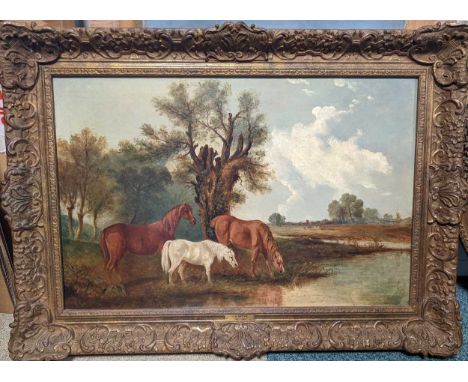 Attributed to Edward Robert Smythe (1810-1899)Horses watering in a landscapesigned or inscribed 'E R Smythe' (lower right) oi