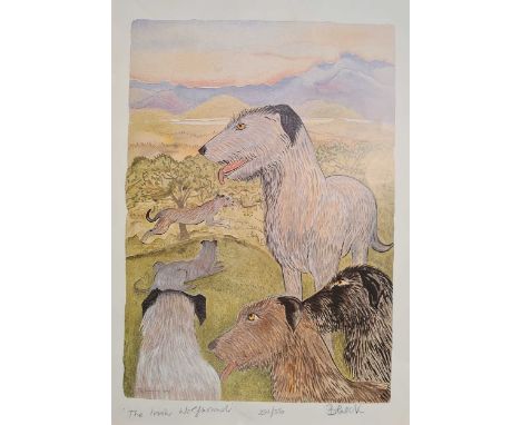 Pauline Bewick (Irish 1935-) The Irish Wolfhound, signed 'Bewick' (lower right); numbered 230/350 and bearing the artist's bl