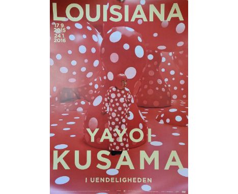 Yayoi Kusama (Japanese 1929-), two offset lithograph exhibition posters, unframed, 46 x 60cm and 89 x 64.5cm