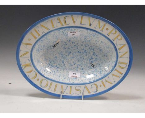 Michael Stennett (British 1946-2020), an oval serving platter, inscribed to the reverse 'First food of the day/ Breakfast/ Lu