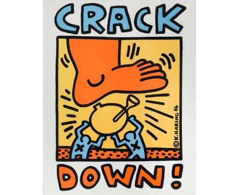 Keith Haring (American 1958-1990), Crack Down!, 1986, offset lithograph in colours on paper, produced as part of The Crack-Do