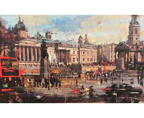 Christian Hook (British 1971-), Trafalgar Square, signed 'Hook' (lower left), numbered 82/295, giclee print on canvas laid to