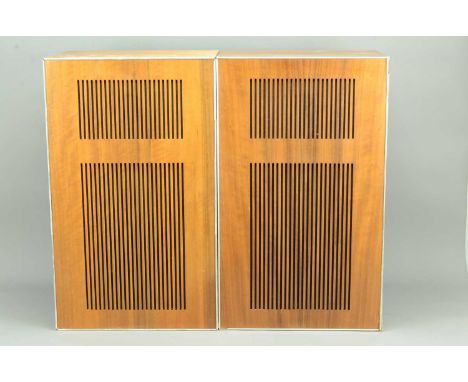 FRC Ltd Wooden Speakers, a pair of vintage FRC Ltd. Wooden Speakers model 203SL made in GB, s/n 9822 & s/n 9186 cases have sc