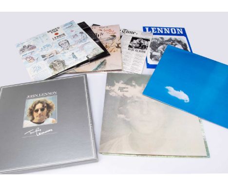 John Lennon Box Set, John Lennon - Eight Album Box Set Released 1981 on Parlophone (JLB 8) - with copy of the Liverpool Echo 