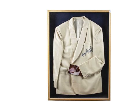 James Bond / George Lazenby Signed Jacket, iconic James Bond White Dinner Jacket with George Lazenby signature - with a photo
